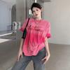 Women's Tie Dyed T-shirt Summer Fashion Short Sleeved Round Neck oversized y2k Tops pure cotton letters Clothing Women T-shirts