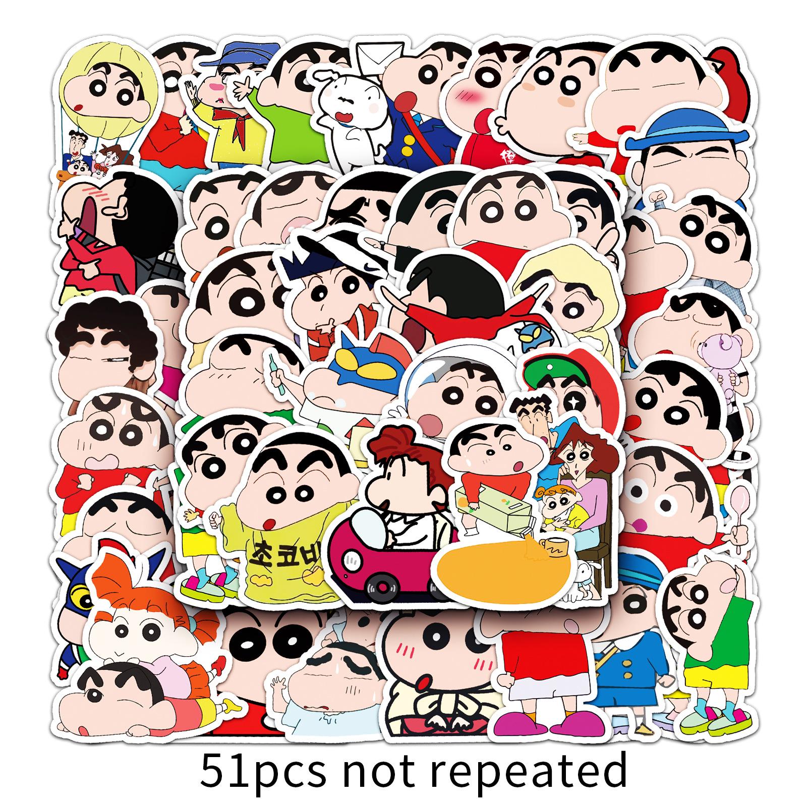 51 Cartoon Crayon Shin-chan Graffiti Stickers: Cute, Waterproof for Suitcase, Car, Bicycle.