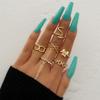 Sada prstenů s českým zlatým řetízkem pro ženy Fashion Boho Coin Snake Moon Rings Dárkové šperky Party Trend