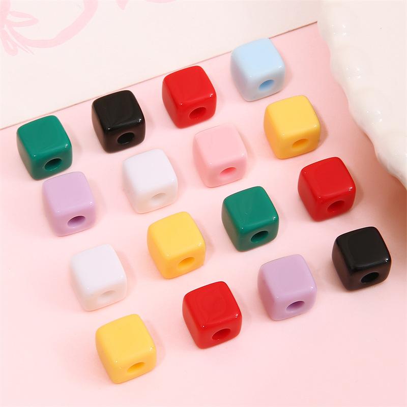 20/40/60pcs Acrylic Solid Color Square Bead Beads Scattered Beads DIY Bracelet Necklace Earrings Keychain Anklet Pendant