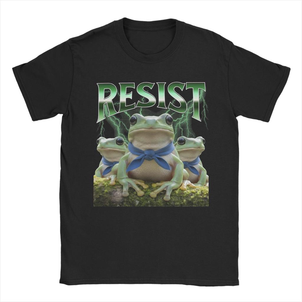 Portland Frog Protest Resist Frog T Shirts Men's Pure Cotton Vintage T-Shirt Crewneck Tees Short Sleeve Clothing 4XL 5XL 6XL