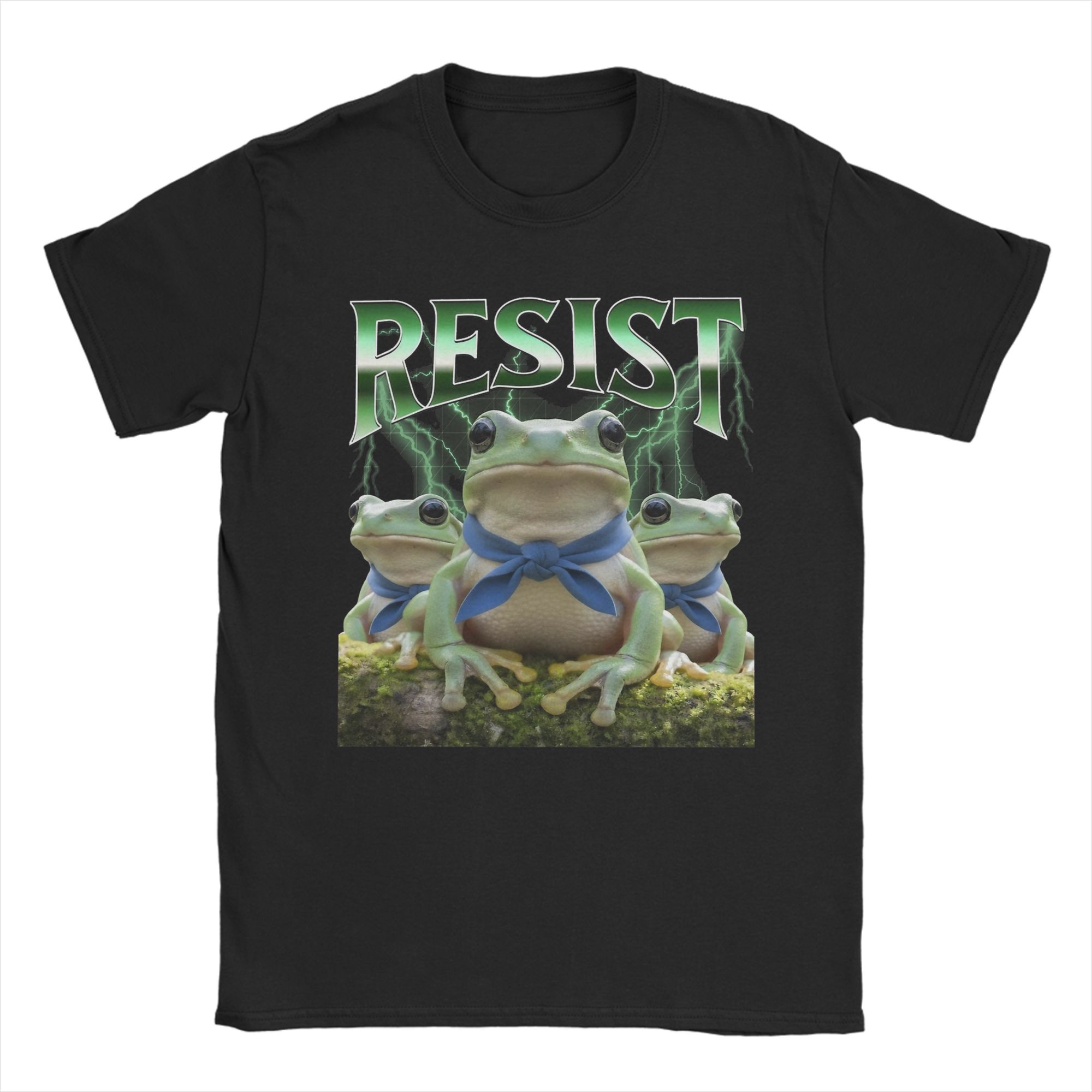 

Portland Frogs Men s T Shirt Resist Frog Novelty Tee Shirt Short Sleeve Round Neck T-Shirts Pure Cotton Printed Clothing 4XL