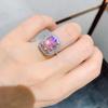 Pink Zirconium Ring Micro Diamond Square Large Zircon Ring Color Treasure Crystal Ring Pink Diamond Yellow Diamond Jewelry