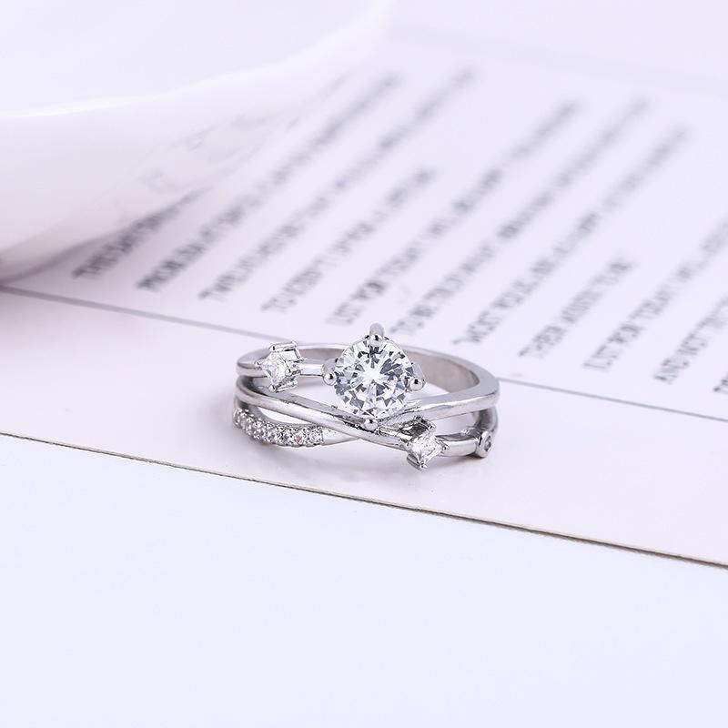 Exquisite Cosmic Trajectory Planet Rings For Women Double Layer Luxurious Sparkling Zircon Opening Ring Bride Wedding Jewelry