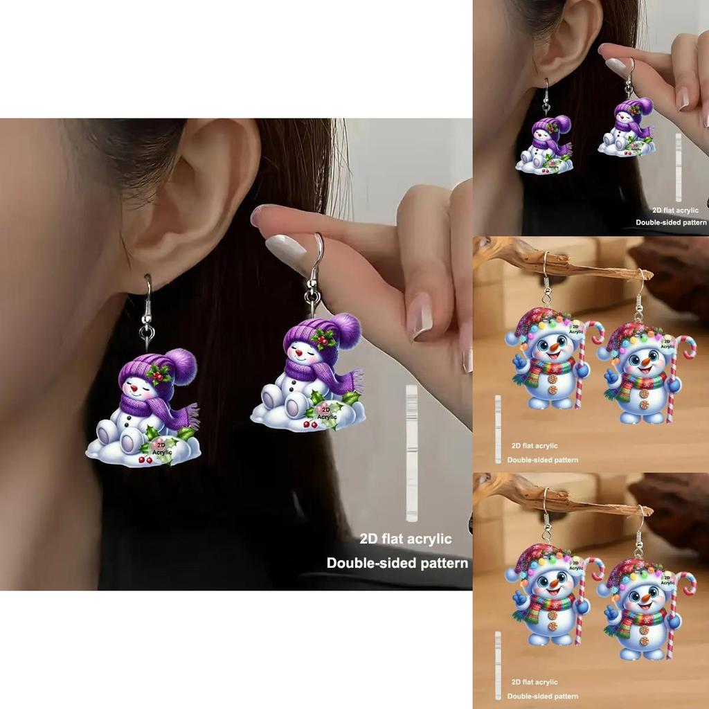 Festive Acrylic Earrings With Cartoon Figures For Christmas Party Fashion And Casual Use