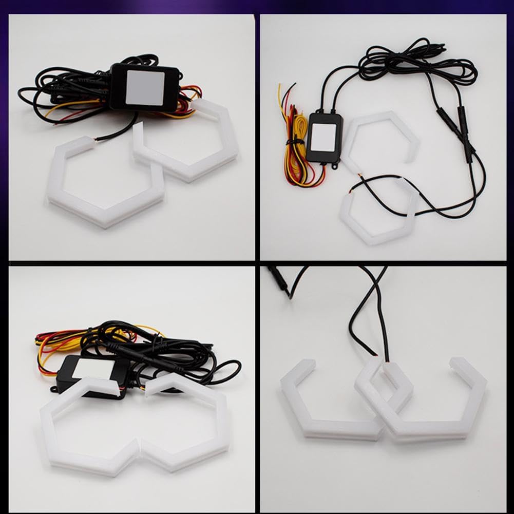 90MM RGB LED Angel Eyes Halo Rings Flexible Matrix,Colorful APP Bluetooth Control,12V/24V DRL & Turn Signal Lights for Car,Motorcycle,Programmable