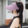 New Summer Twill Sun Hat Fashionable and Versatile Travel Sun Protection Hat High Ponytail Empty Top Ice Silk Vinyl Sun Hat