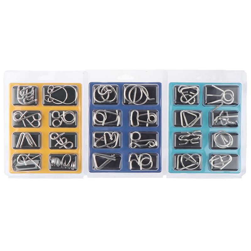 8Pcs/Set Materials Metal Puzzle Wire Iq Mind Brain Teaser Puzzles Reliever Toys