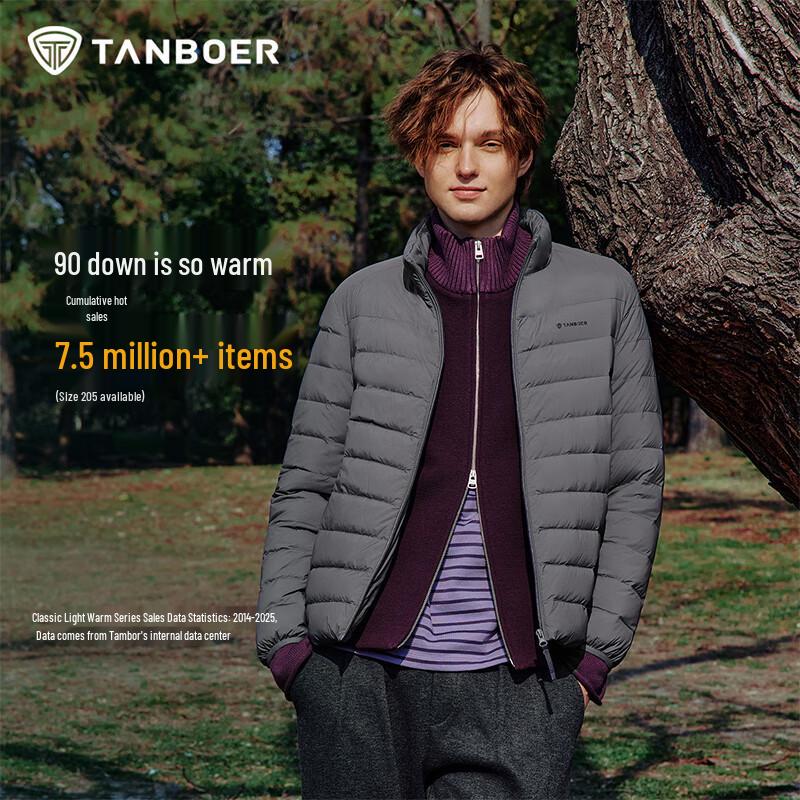 

Tamboer Men s Lightweight Short Stand Collar Down Jacket 3XL