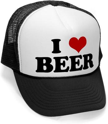 I Love Beer Graphic Trucker Hat Unisex Polyester Mesh Baseball Cap Outdoor Adjustable