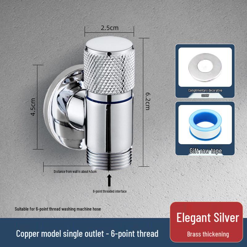 Gunmetal Ultra-Short All-Copper Automatic Shut-off Valve: 2-Way Washing Machine Faucet, Universal 4/6-Point Angle Valve
