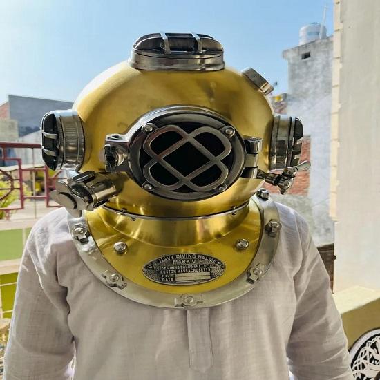 

US Navy Scuba Diving Helmet Deep Sea Mark V divers Helmet Nautical Golden Coated deep sea scuba Divers Gift item