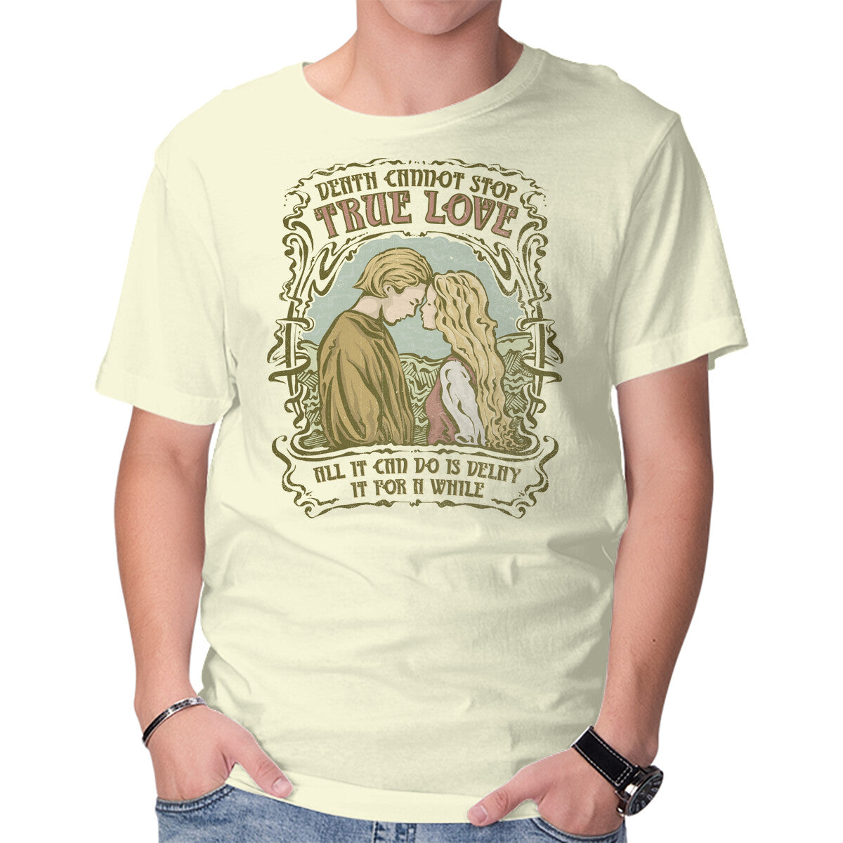 Unisex Crew Neck T-Shirt Death Cannot Stop True Love Graphic Short Sleeve Casual Tee XXL