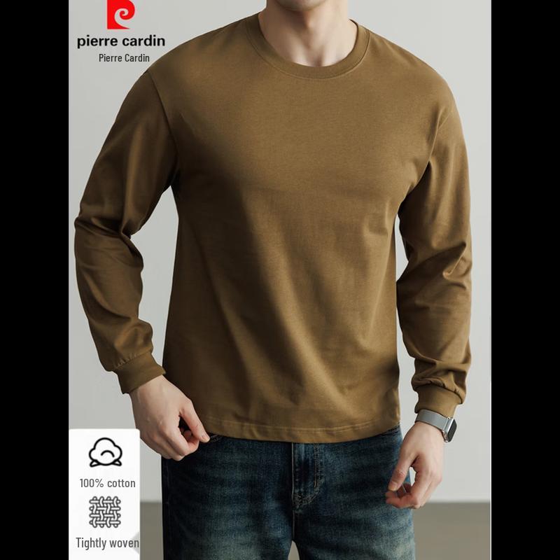 Pierre Cardin Men's 100% Cotton Crew Neck Long Sleeve T-Shirt