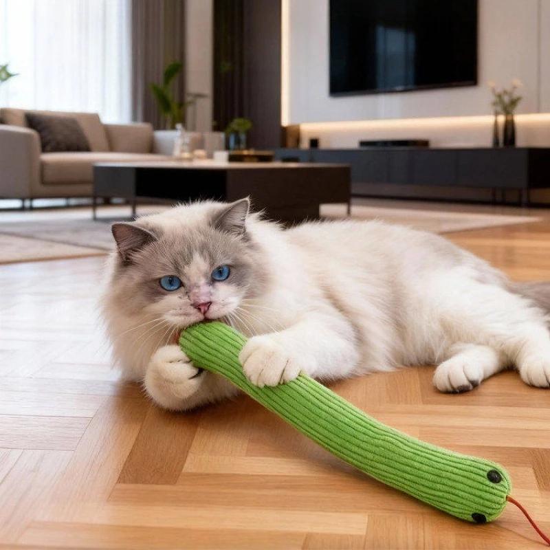 Interactive Snake Cat Toy with Catnip Crinkle Sound Plush Kitten Chew Toy for Teeth Cleaning