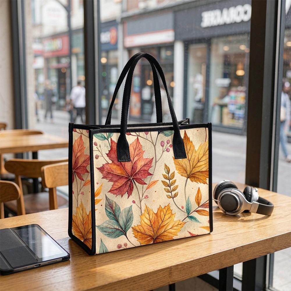 Fall Maple Leaf Print Tote Bag Autumn Casual Large Capacity Portable Handbag For Daily Outdoor Shopping Commute