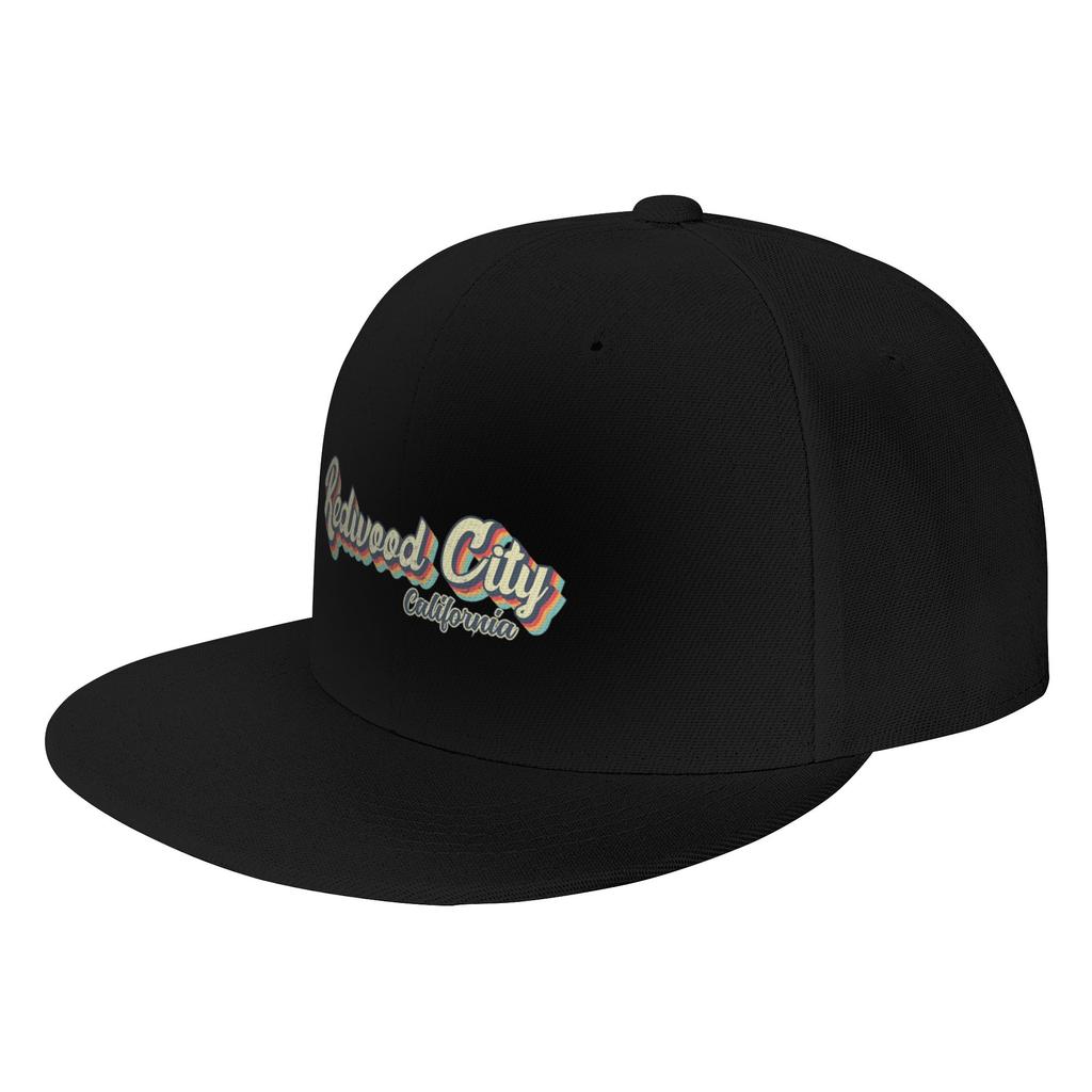 Fashion Redwood City California Retro Vintage s rainbow Flat Brim Sun Hat Ready Stock For Fast Dispatch Unisexs Hat