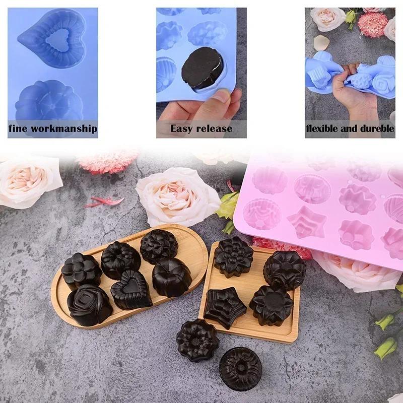 Dubai Chocolate Molds Silicone Molds Fudge Rose Heart Shape Baking Pastry Molds Baker Lovers Baking Accessories
