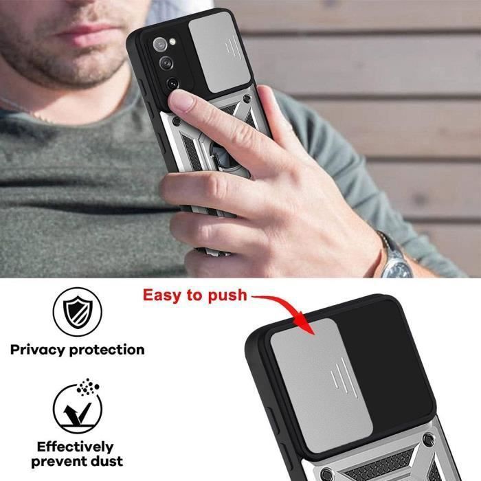 Coque de Protection - PROSHOP - pour Samsung A02S - Argenté - Style Armée Dure - 2 Verres Trempés