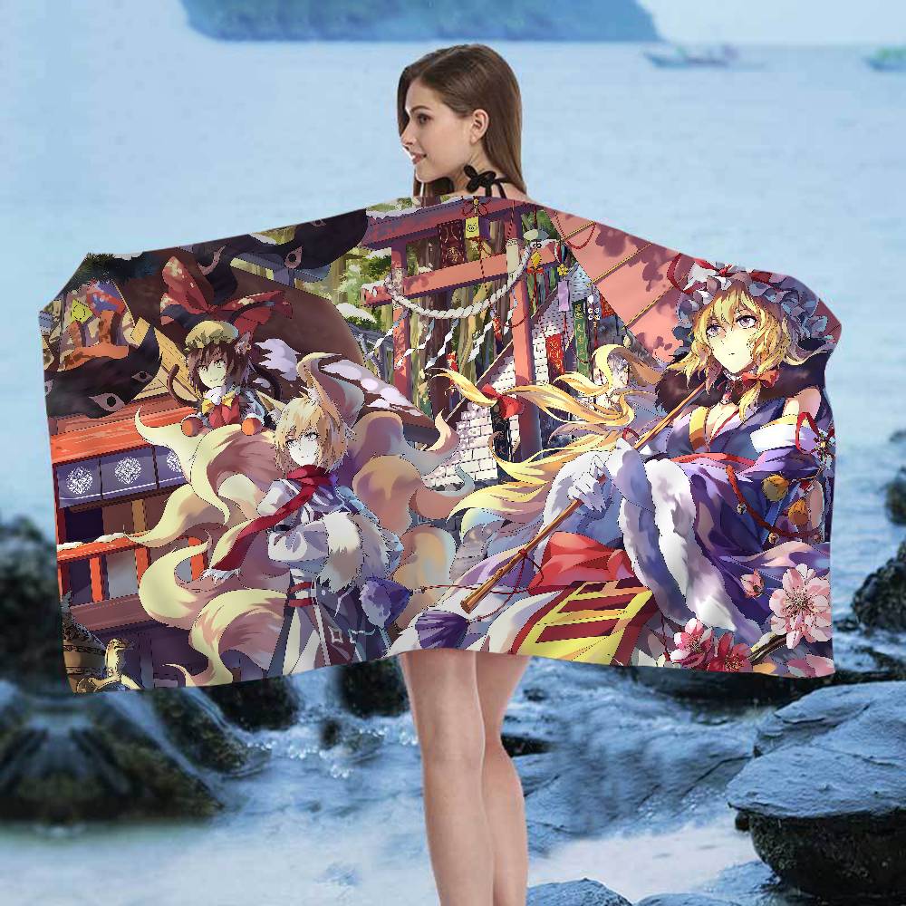 Classic T-Touhou P-Project Anime Beach Swimming Towel Soft Absorbent Washcloth Children's Gifts For Kids Travel Camping Gym