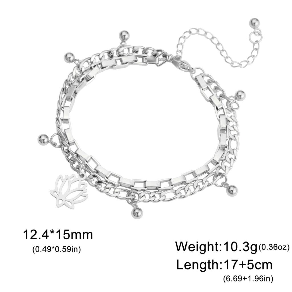 Lucktune Lotus Flower Charms Bracelets Stainless Steel Buddhism Gold Color Chain Bracelet for Women Fashion Boho Jewelry Gift