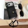 Wallet Strap Phone Case for IPhone Air 17 16 15 Pro Max 11 12 13 14 Plus Card Slots Crossbody Lanyard PU Leather Silicone Cover