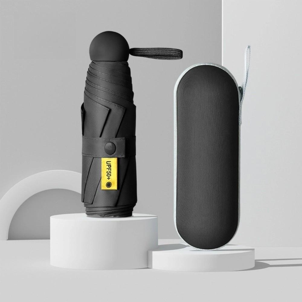 New Mini Capsule Folding Umbrella UPF50+ with Box Pocket Parasol Dual Use Protection UV Sunshade Sun Rain Umbrella for Outdoor