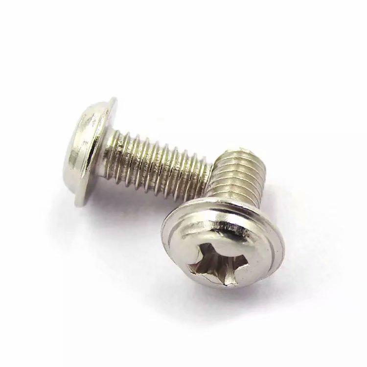 PWM Nickel-Plated Cross Pan Head Screw with Washer: M3/M4/M5 Threaded Computer Screw
