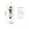Natural Raw Selenite Blade with 7 Chakra Chip Stones Wire Wrapped Healing Crystals Specimen Hanging Ornament
