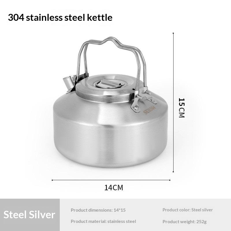 

Outdoor Stainless Steel Kettle Locking Handle Camping Hung Pot Portable Coffee Pot Picnic Cooker 900ML Teapot Kettle