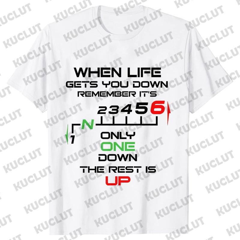 1N23456 Motorcycle Gear Biker Heartbeat Retro Printed Men's New T-shirt Fashion Casual Loose Summer Tshirts Short Sleeve T-shirt