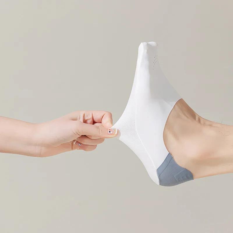 Silicone Invisible No Show Socks Sox Non-slip Sock Slippers Mesh Breathable Low Cut Boat Socks Men Male Seamless Ice Silk Summer