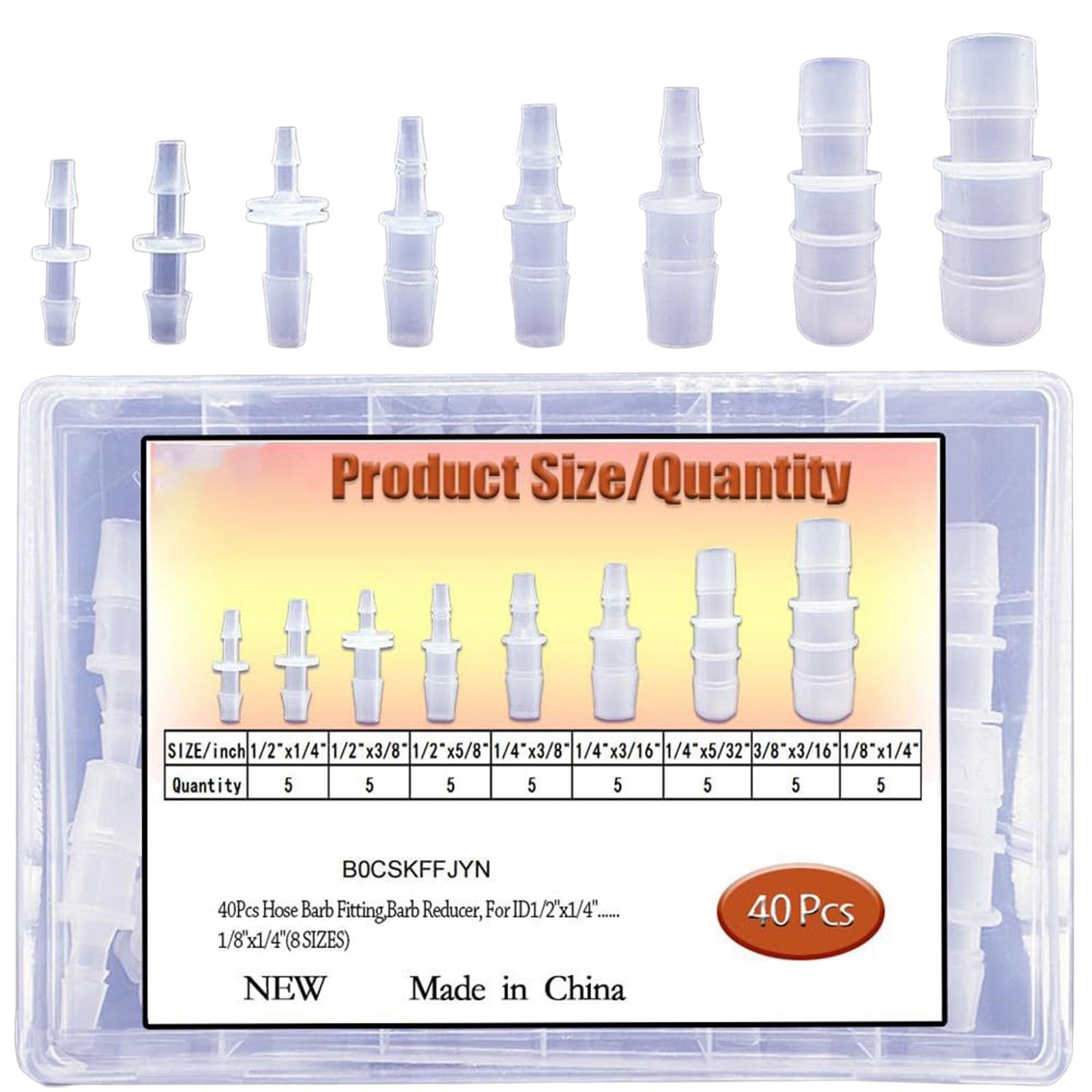 

40 шт. Пластиковые штуцеры для шлангов разных размеров, адаптеры для трубок для водяных, воздушных, газовых насосных систем, прочные пластиковые материалы
