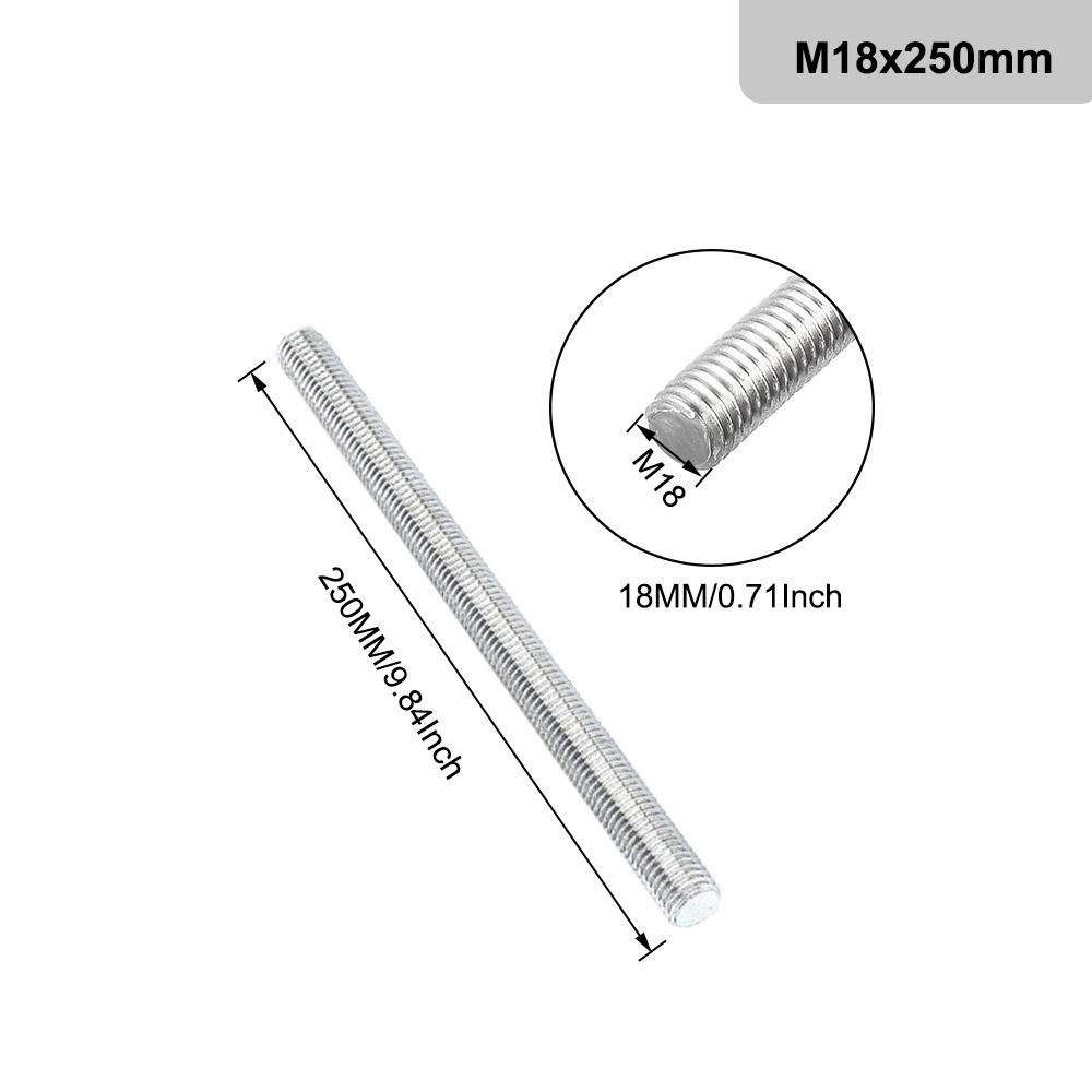 1PCS Threaded Rod 304 Stainless Steel Screw M2 M2.5 M3 M4 M5 M6 M8 M10 M12 M16 M18 M20