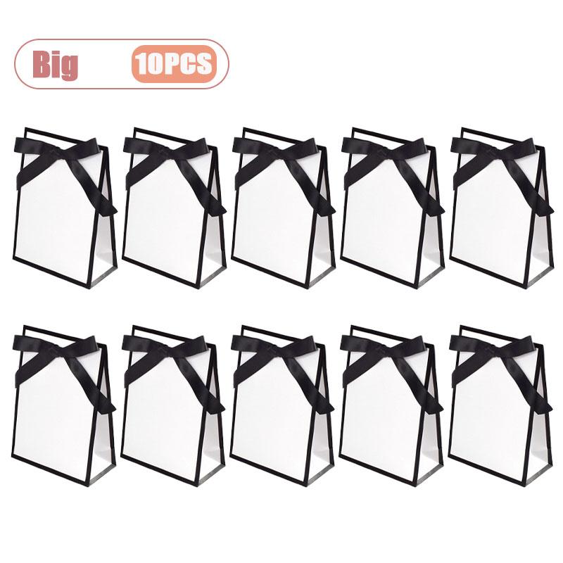 10-80PCS Black White Bow Gift Bag Wedding Birthday Bridal Shower Party Tote Elegant Reusable Gift Packaging Bag