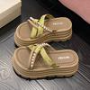 Sandals Fashion Casual Thick-soled Medium Heel 2025 Slippers Women's Outer Wear New Small Height Increase Summer Pearl Lazy