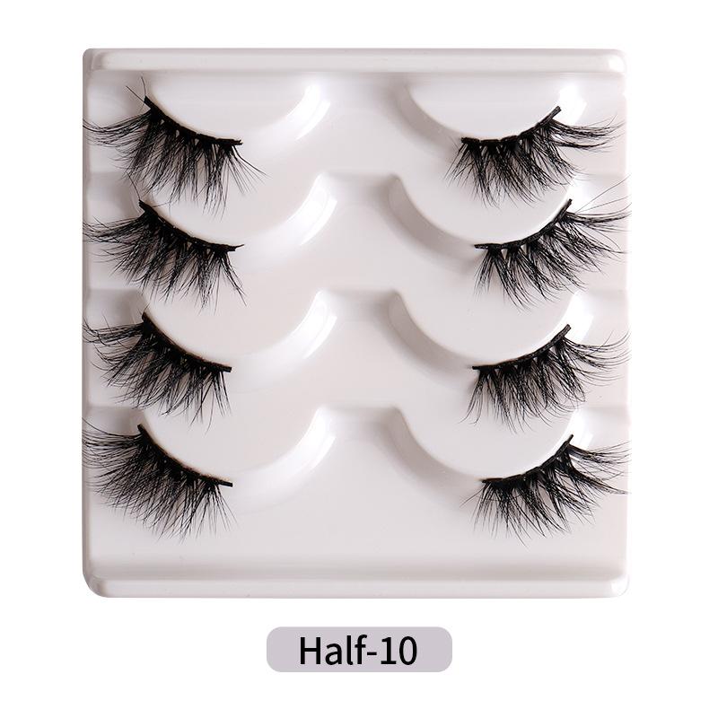 

Европейские и американские накладные ресницы из норки на половину глаза, 4 пары толстых натуральных керлинговых ресниц Half-10