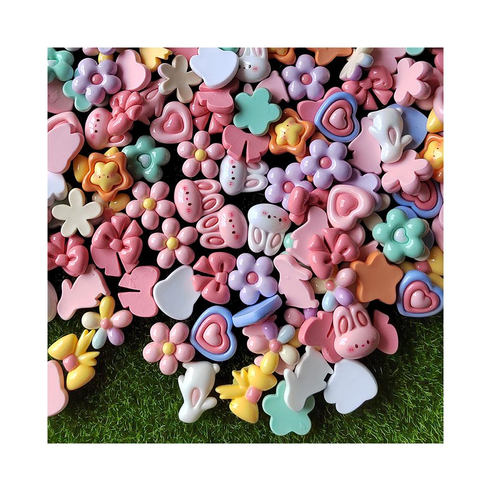 Resin Cute Cartoon Rabbit Flower Bowknot Flat Back Cabochons Scrapbooking DIY Jewelry Craft Decoration Accessories