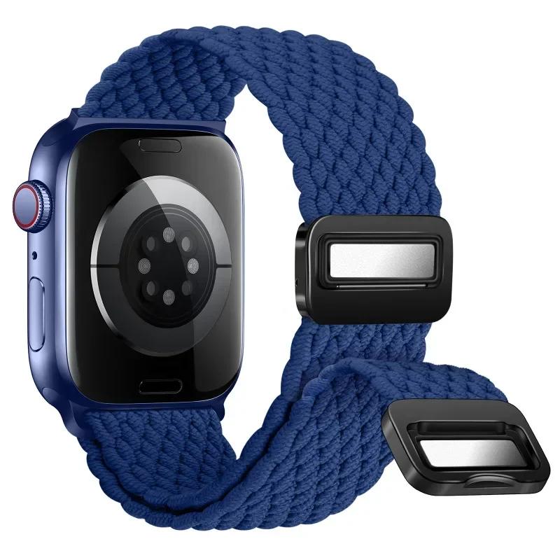 Nylon Band For Apple Watch Strap 44mm 40mm 45mm 46mm 49mm 41mm 38 Magnetic Braided Bracelet iWatch Series Se 7 6 8 9 10 Ultra 2
