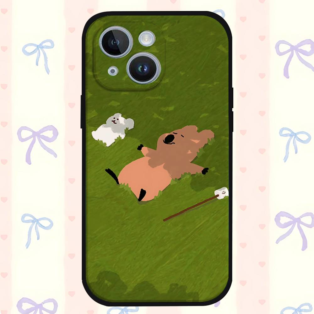 Cute Bear Black Phone Case That Fits For IPhone 17,16,15,11,13,14 Pro Max,Plus,X,Xr,Xs Max,13Mini