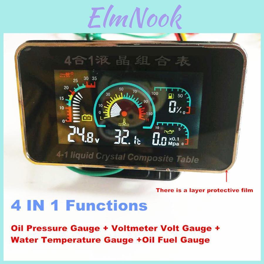 Oil Car Digital Pressure Lcd Gaugevoltmeterwater Temp Meteroil Fuel Gauge
