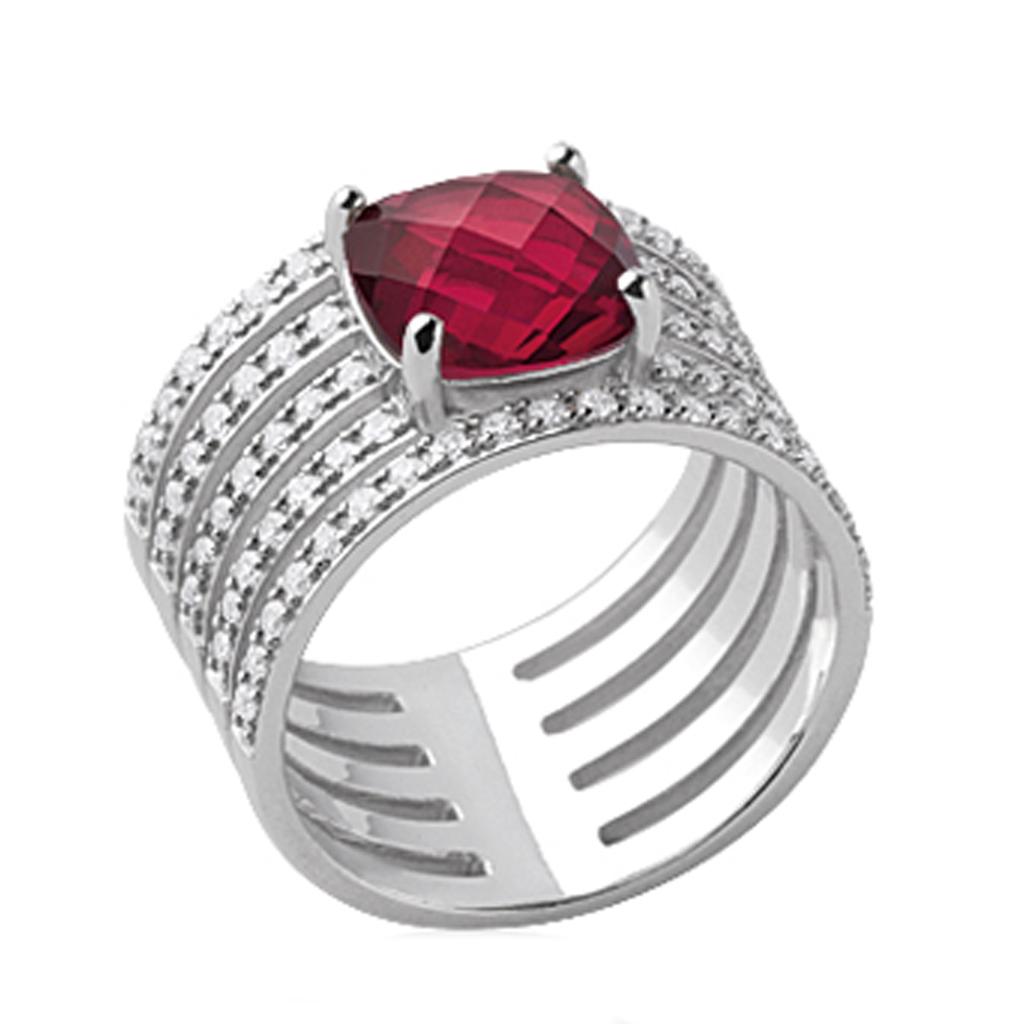 Silver Ring 'Sissi' Ruby White Silver (rhodium) - 13 Mm