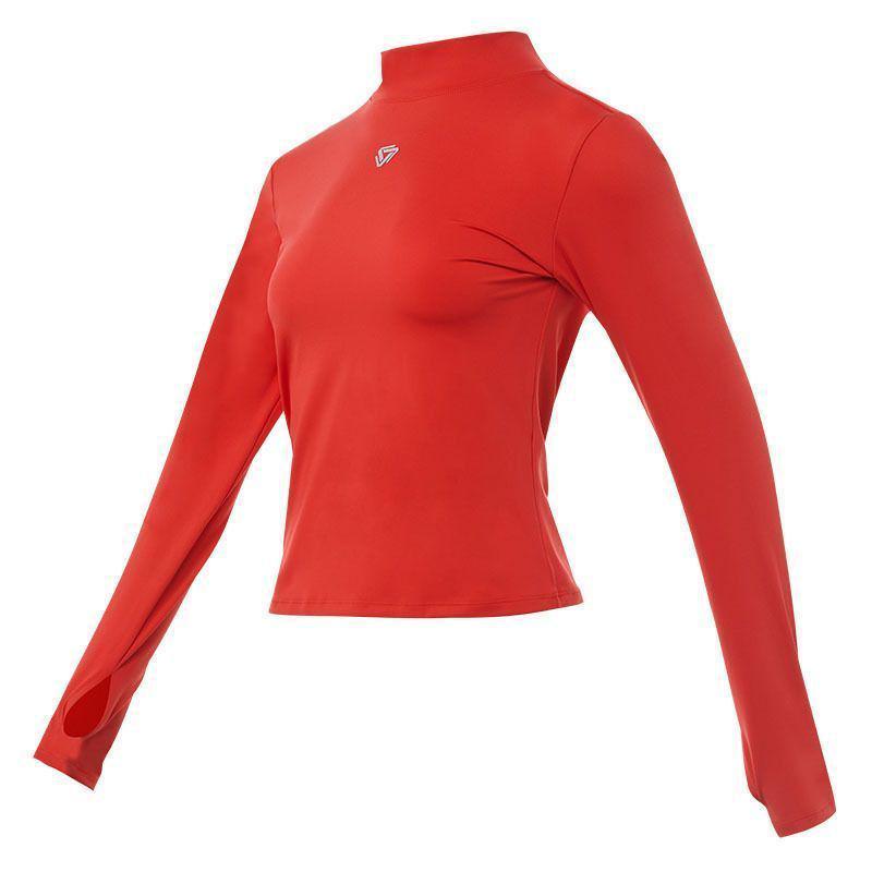 

Женская спортивная футболка с полувысоким воротом, быстросохнущая - Дышащая, Влагоотводящая, Эластичная посадка для тенниса, йоги и бега S (80-95 jin)