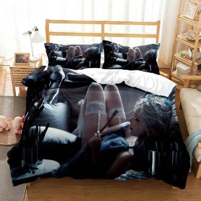 Conjunto de cama com edredom macio e confortável, capa de edredom e fronha, tamanho completo e personalizável