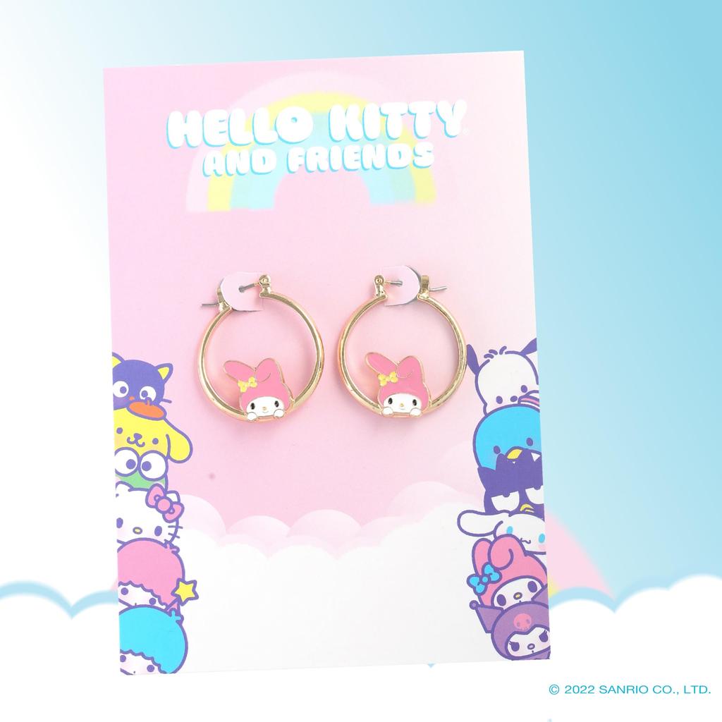 Hello Kitty Sanrio Hello Kitty My Melody Hoop Earrings Imit Flash Plating and Enamel My Melody Officially No Women's - Earrings. Licensed, Costume.