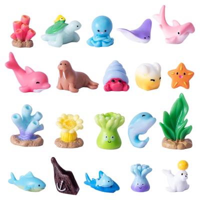 ZTFT Miniature Aquarium Decoration Resin Marine Animal DIY Miniature Garden Kids Home Aquarium Craft Jewelry 21-Piece Set, Figurines, Ornaments, Gift,