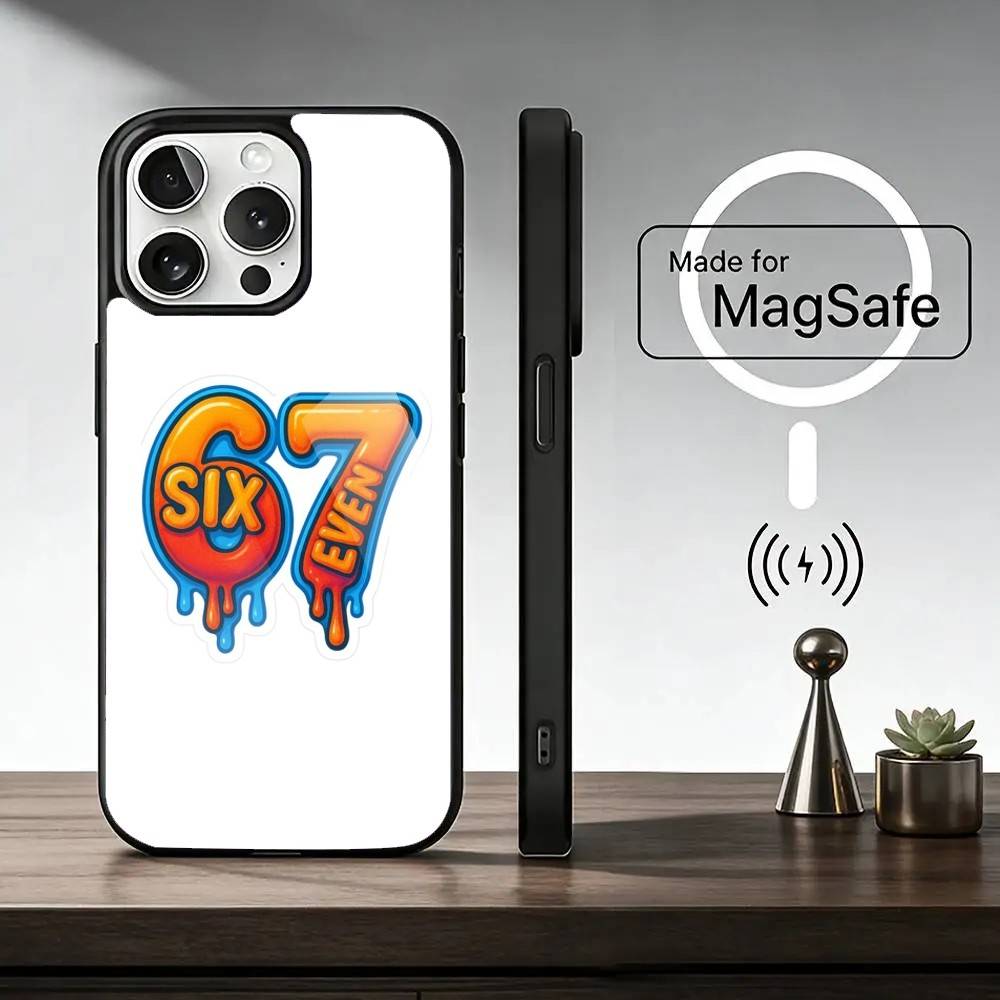 67 Six-S-Seven Phone Case For iPhone17,16,15,14,13,12,11 Plus,Pro Magnetic For Magsafe Wireless Charging