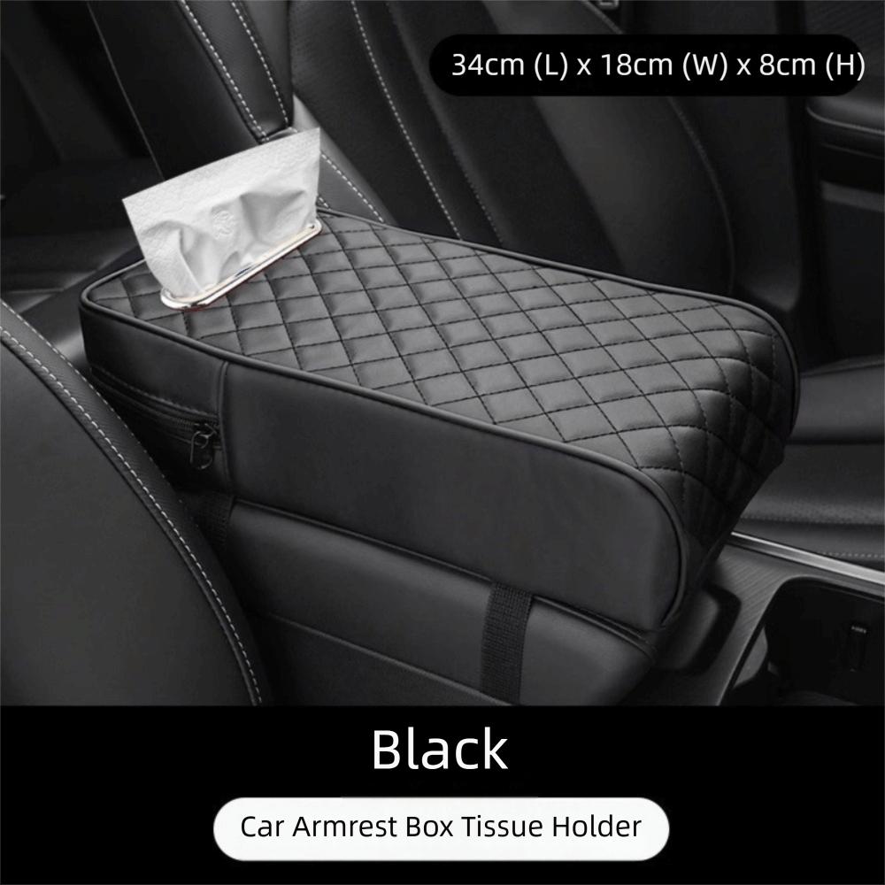 Universal Armrest Box Mat Solid Color Car Decor Car Armrest Box Cover PU Leather Armrest Box Protection Cover