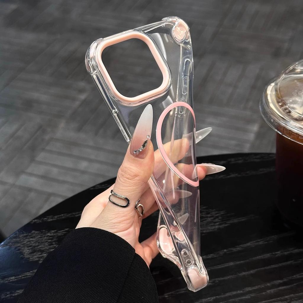 High-End Sense Einfach Transparent Magnetische Saugkraft Vier Ecken Fallschutz Weich für iPhone 16 Pro Max 15 Plus 14 Promax 13 12 11 Hülle