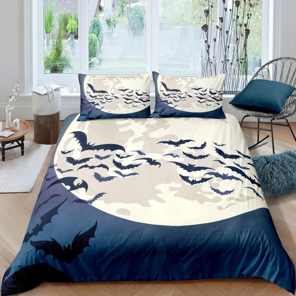 סט מצעים לליל כל הקדושים ערפד מעופף כיסוי פוך עטלפים כיסוי שמיכה קסם כישוף יחיד זוגי קינג פוליאסטר כיסוי שמיכה